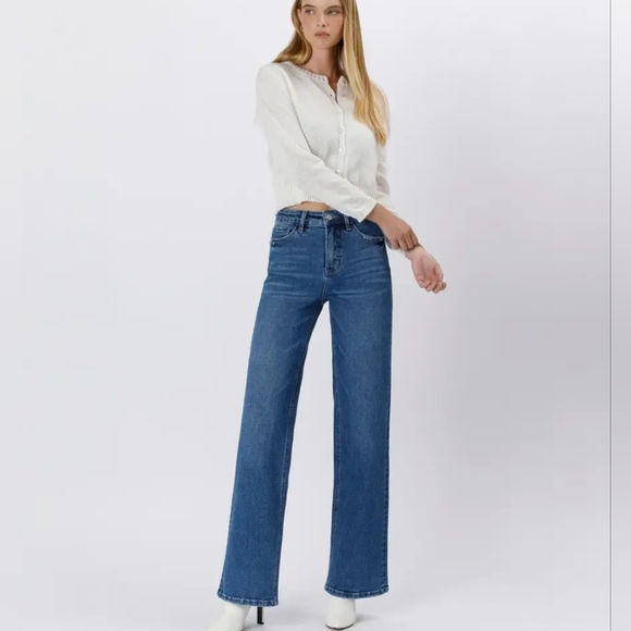 90'S SUPER HIGH RISE WIDE LEG JEANS TUMMY CONTROL - Picture 1 of 7